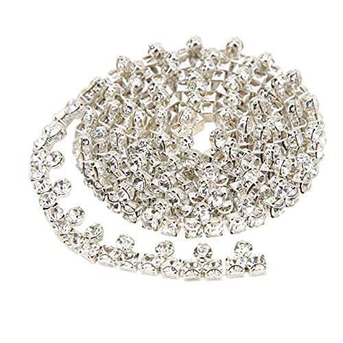 Strass-Besatz, Strass-Besatzkette, Kristall-Klauenkette, Kristall-Strass-Kettenapplikation, Strass-Kettenbesatz (Weiße Kette mit drei Diamanten (D-förmige Klaue)) von ChengyuWei