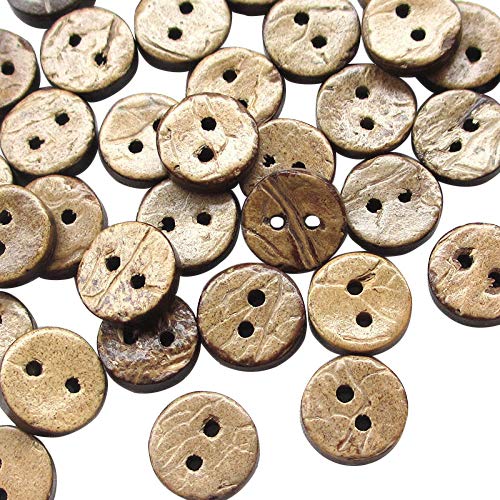 Chenkou Craft Kokosnuss-Knöpfe, 2 Löcher, Braun, 10 mm, 100 Stück von Chenkou Craft