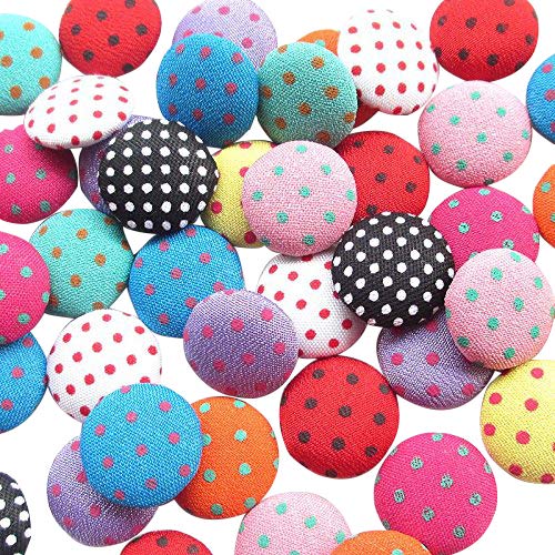 Chenkou Craft 100pcs Polka Dot Flatback Fabric Covered Button Scrapbooking Craft (Multi-color) by Chenkou Craft von Chenkou Craft