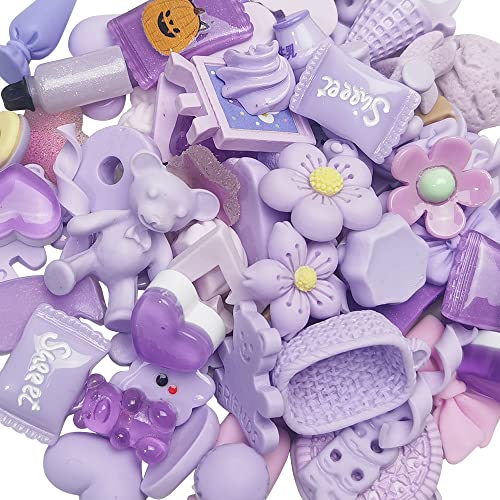 Chenkou Craft 50 Stück gemischte lila Knöpfe mit flacher Rückseite, Kunstharz, flache Rückseite, für Scrapbooking (lila) von Chenkou Craft