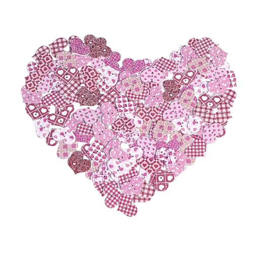 Chenkou Craft Holzknöpfe in Herzform, verschiedene Farben, 25 mm, Rosa und Fuchsia, gemischt, 100 Stück (sortiert, sortiert) (Rosa, Valentie's Day) von Chenkou Craft