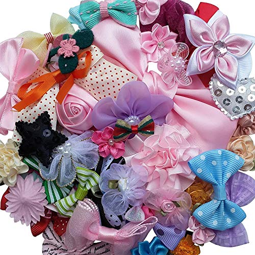 Chenkou Craft Mix Bulk 100 Stück Band Blumen Schleifen Handwerk Hochzeit Ornament Applikationen (MIX100 Stück) von Chenkou Craft