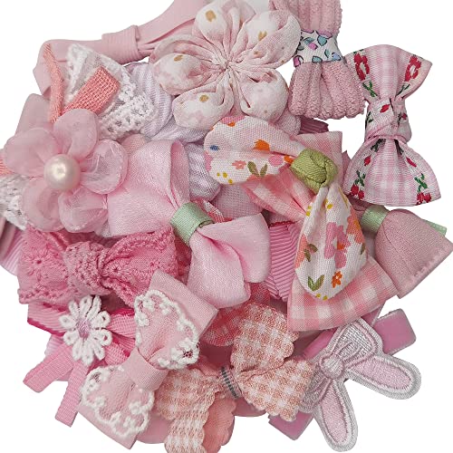 Chenkou Craft Mix Bulk Pink Random 20 Stück Stoffband Blumen Schleifen Handwerk Hochzeit Ornament Applikationen (Rosa) von Chenkou Craft