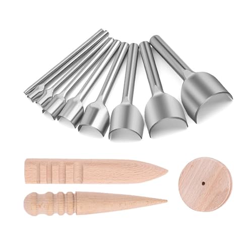 Chenxi Studio 12-teiliges Halbrundschneider-Set für Lederband, Gürtel, Geldbörse, Tasche, Holz, Leder, Handwerk, Kantenpolierer, Set von Chenxi Studio