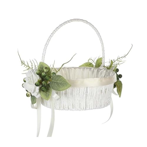 Chenxi Studio Handgeflochtener Blumenkorb für Hochzeitsblumen, praktischer Rattan-Aufbewahrungskorb, handgewebt, mit Griff für Brautjungfern von Chenxi Studio