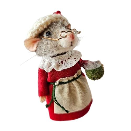 Chenxi Studio Kleine Wollfilz-Weihnachtsdekoration, Nadelfilz, Mäuse, Miniatur-Figur, Puppen, Ornament für Neujahrsdekorationen von Chenxi Studio