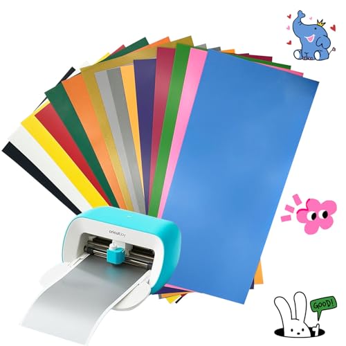 Plotterfolie Textil,15 Pack Flexfolie Vinyl, 30.5x14cm, Smart Vinyl Permanent für Cricut Joy,für Cricut und Silhouette Cameo, Verwendet in Textilien Transferfolie zum Aufbügeln für DIY Stoff und Shirt von Chenyell