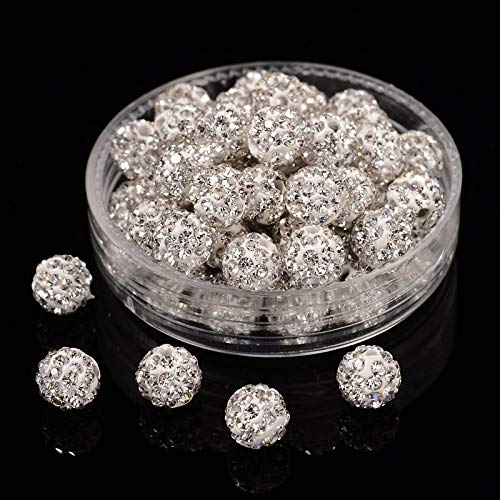 Cheris Shamballa-Perlen, 6 mm, weiße Pavé-Fassung, Kristall, Ton, Strasssteine, runde Shamballa-Charms, lose Abstandshalter für Schmuckherstellung, europäischer Stil, Loch: 1,2 mm, 100 Stück von Cheriswelry