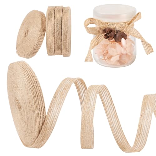 Cheriswelry 1,9 cm natürliches Juteband mit Draht, 9,5 m, Jute-Stoffband, Rollen für Geschenkverpackungen, Schleife, Kranz, Blumenstrauß, Party-Dekoration, DIY Handwerk (5 Rollen) von Cheriswelry