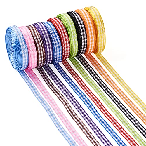 Cheriswelry 10 Rollen Gingham-Band, kariertes Band, 0,6 cm, Gingham-Rand, Schottenkaro-Band für Geschenkverpackungen, Nähen, Haarschleife von Cheriswelry