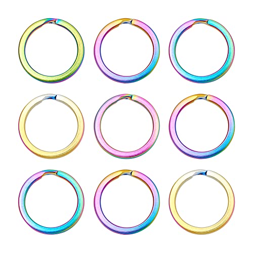 Cheriswelry 10 Stück 20 mm regenbogenbeschichtete Schlüsselringe aus Edelstahl rund Spaltringe Schlüsselanhänger Ring Hoop Schmuck Verschlüsse für DIY Schlüssel Zubehör von Cheriswelry