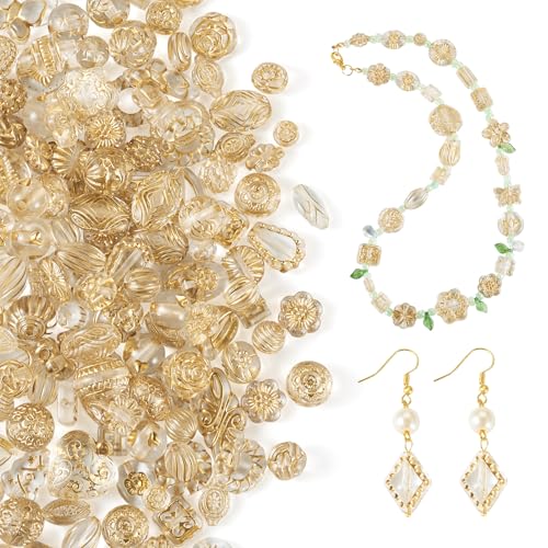 Cheriswelry 100 g transparente Acrylperlen aus Kornseide, gemischte Formen, metallummantelte Perlen für Ohrringe, Halsketten, Armbänder, Schmuckherstellung von Cheriswelry