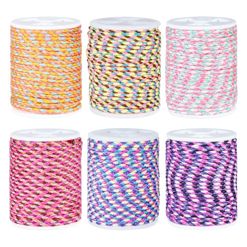 Cheriswelry 24 m Makramee-Baumwollkordel, 1,5 mm, gedrehtes buntes Seil, geflochtene chinesische Knotenschnur für Pflanzenaufhänger, Wandbehänge, DIY, Armband, Stricken von Cheriswelry