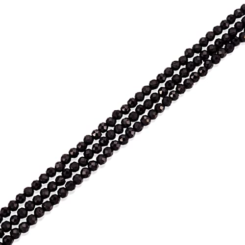 Cheriswelry 3 Stränge, natürliche schwarze Spinellperlen, Stränge, 2 mm, winzige, facettierte Glasperlen, rund, lose Abstandshalter, Perlen für DIY-Schmuck, Armbandherstellung von Cheriswelry