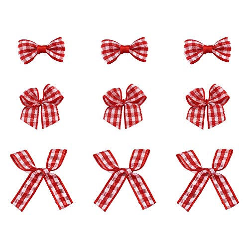 Cheriswelry 300 Stück Mini-Gingham-Schleifen, 3 Stile, Schottenkaro-Muster, Polyesterband, Schleifen, Applikationen für Heimwerker, Basteln, Nähen, Hochzeit von Cheriswelry