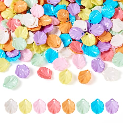 Cheriswelry 320 Stück Blatt-Acryl-Charms, bunte Kohlblätter-Anhänger, blickdicht, dekorativer Anhänger für selbstgemachte Schmuckherstellung, Halsketten, Armbänder, Ohrringe, Basteln, Acryl von Cheriswelry