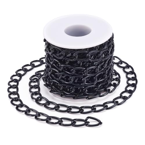 Cheriswelry 4,5 m lange gedrehte Armband-Halskette aus schwarzem Aluminium, facettierte Panzerketten, Diamantschliff, kubanische Gliederketten, ungeschweißte Kreuzketten, 7 x 4 mm, für Bastelarbeiten, von Cheriswelry