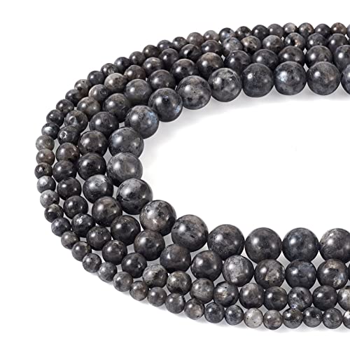 Cheriswelry 4 Stränge schwarze Labradorit-Perlen, Stränge aus Naturstein, runde Kugeln, lose Perlen für DIY-Schmuckherstellung, Armbandherstellung (6 mm, 8 mm, 10 mm, 12 mm) von Cheriswelry