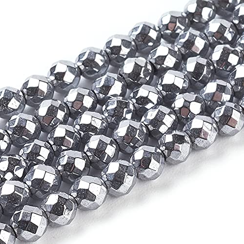 Cheriswelry 5 Stränge 3 mm Hämatit (nicht magnetisch) Perlen Strang Silber Synthetisch Hämatit facettiert Stein Abstandhalter für Schmuckherstellung ca. 136 Stück/Strähne von Cheriswelry