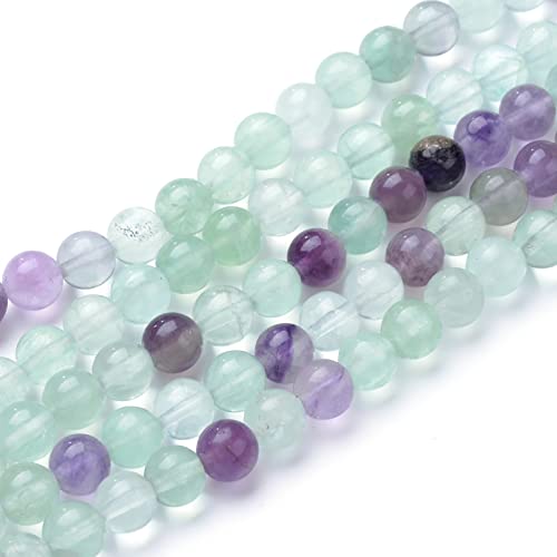 Cheriswelry 5 Stränge natürliche Fluorit-Perlen, Stränge, 6 mm, Quarzkristall, Edelstein, runde lose Perlen für Armband- und Schmuckherstellung (ca. 63 Stück/Strang) von Cheriswelry