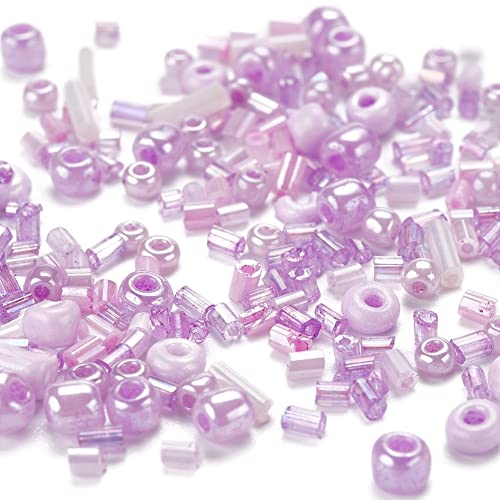 Cheriswelry 50 g Glas-Rocailles Pony Mini Runde lose Perlen Bugle Rocailles Tube Perlen für DIY Schmuck Armband Ohrring Herstellung, Medium Orchidee von Cheriswelry