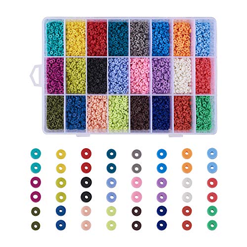 Cheriswelry 7200pcs 24 Farben Flache runde Polymer Clay Perlen 4mm Disc Münze Heishi Perlen Spacer Charms für Schmuck Armband Ohrringherstellung von Cheriswelry