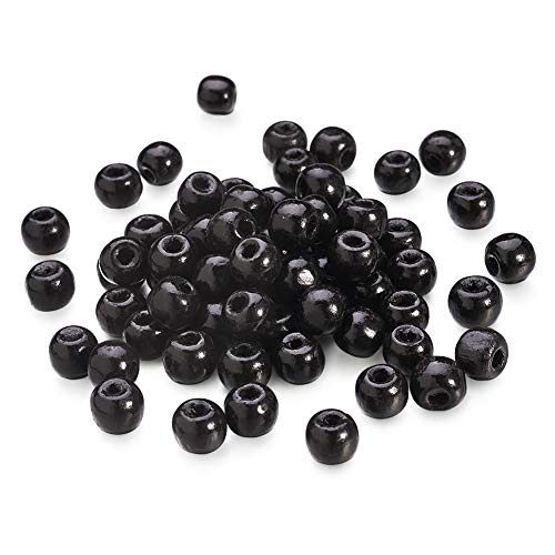 Cheriswelry 800 Stück schwarze natürliche runde Holzperlen, 6 mm, Kugel, Holz-Abstandshalter, lose Perlen für DIY-Schmuck, Bastelprojekte. Loch: 1,5 mm von Cheriswelry