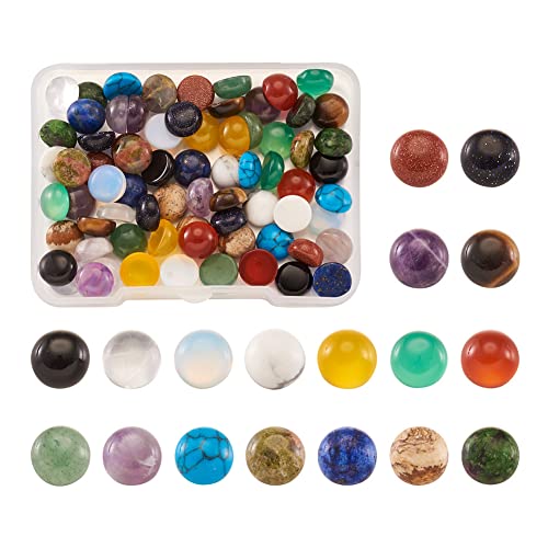 Cheriswelry 90 Stück halbrunde Edelstein-Cabochons aus natürlichem Kunststein, Cabochons mit flacher Rückseite, Perlen für Schmuckherstellung, Fotorahmen, Heimdekoration von Cheriswelry