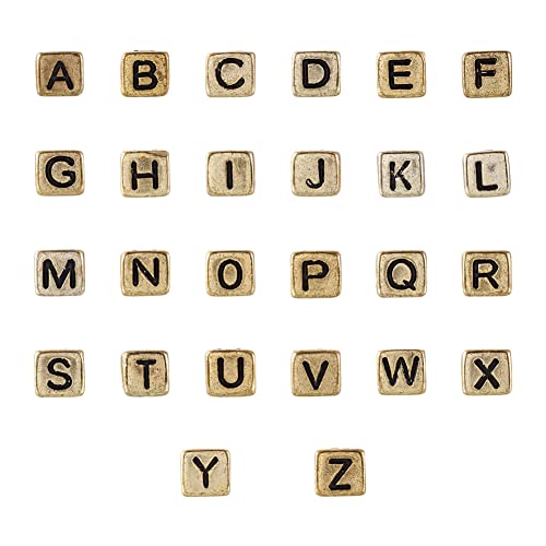 Cheriswelry 934 Stück/Box Acryl Würfel Alphabet Perlen Gold Schwarz Cubic A-Z Buchstaben Spacer Perlen Charms für Schmuck Armband Schlüsselanhänger Herstellung von Cheriswelry