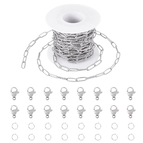 Cheriswelry Büroklammer-Gliederketten aus Edelstahl für Schmuckherstellung, DIY, Armband, Halskette, Schmuck-Set, 20 Stück 10 mm Karabinerverschlüsse, 30 Stück 24 Gauge Biegeringe Cheriswelry Büroklammer-Gliederketten aus Edelstahl für Schmuckherstellung, DIY, Armband, Halskette, Schmuck-Set, 20 Stück 10 mm Karabinerverschlüsse, 30 Stück 24 Gauge Biegeringe von Cheriswelry