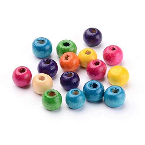 Cheriswelry Bunte Holzperlen, 8 mm, gefärbte, runde Kugeln, lose Abstandshalter-Perlen für Schmuckherstellung, Loch: 3 mm, 200 Stück von Cheriswelry