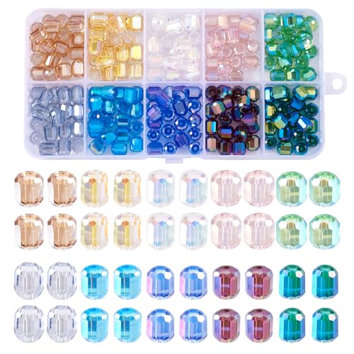 Cheriswelry Glasperlen, facettiert, galvanisiert, verschiedene Farben, lose Perlen für Schmuckherstellung, 200 Stück von Cheriswelry
