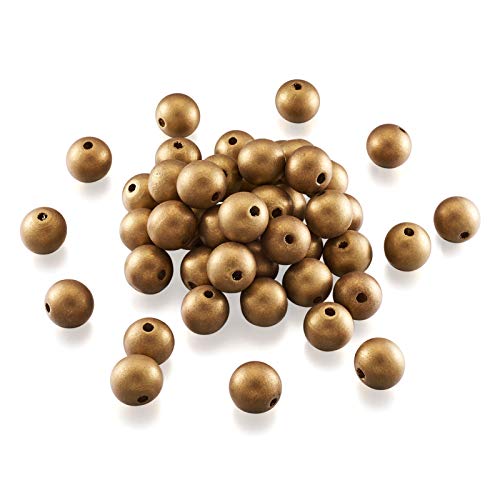 Cheriswelry Holzperlen 100 Stück, große Löcher, goldfarben eingefärbt, 25 mm, Abstandshalter, lose Perlen für DIY-Schmuck, Basteln. Loch: 5 mm von Cheriswelry