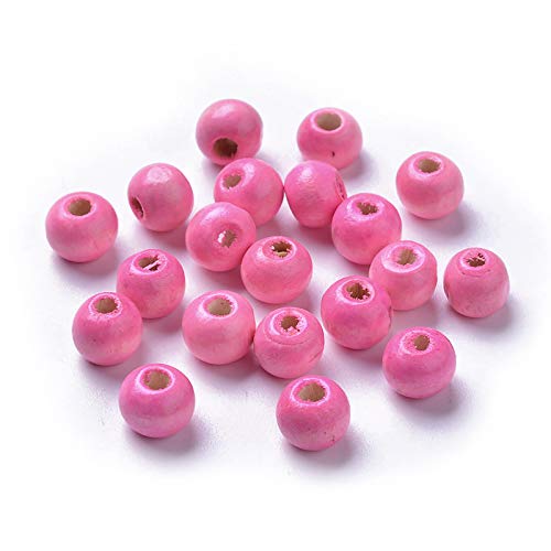 Cheriswelry Natürliche gefärbte Holzperlen, 8 mm, runde Kugeln, Abstandshalter, lose Perlen für Schmuckherstellung, Rosa, 500 Stück von Cheriswelry