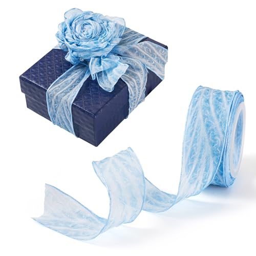 Cheriswelry Organza-Chiffonband für Geschenkverpackungen, Schleifen, Blumensträuße, Hochzeit, Heimdekoration, 25 mm breit, 9,1 m, Blau von Cheriswelry