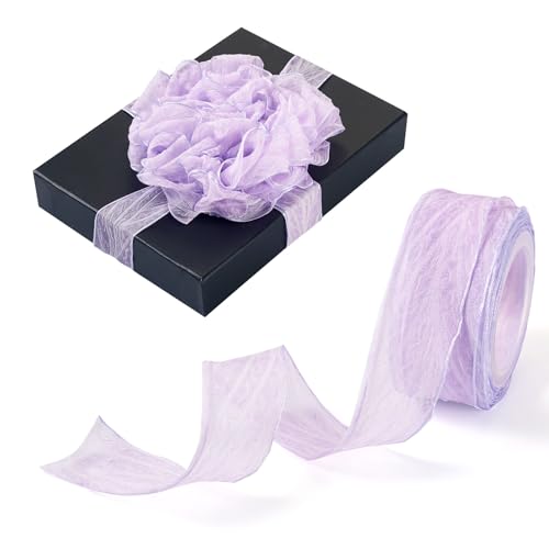 Cheriswelry Organza-Chiffonband für Geschenkverpackungen, Schleifen, Blumensträuße, Hochzeit, Heimdekoration, 25 mm breit, 9,1 m, Lila von Cheriswelry