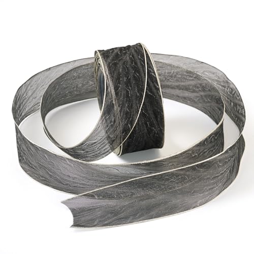 Cheriswelry Organza-Chiffonband für Geschenkverpackungen, Schleifen, Blumensträuße, Hochzeit, Heimdekoration, 25 mm breit, 9,1 m, Schwarz von Cheriswelry