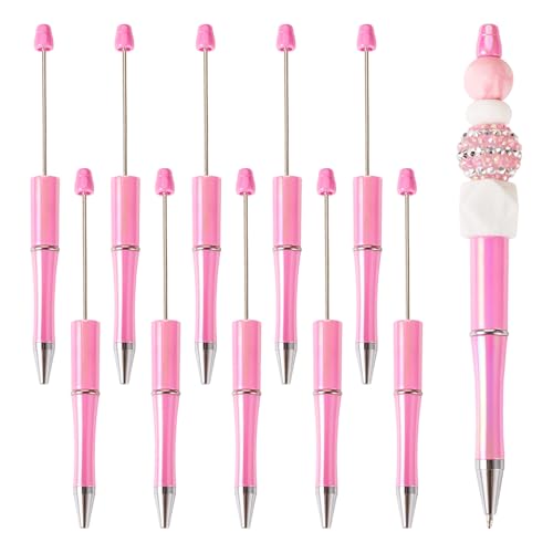 Cheriswelry Perlenstifte, Farbverlauf, schwarze Tinte, Perlenstifte, UV-Schaft, Kugelschreiber für Büro, Zuhause, Heimwerkerbedarf, Geschenkdekoration, 10 Stück (Hot Pink) von Cheriswelry