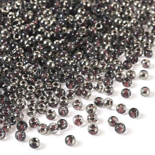 Cheriswelry Transparente Glasperle, 4 mm beschichtet, innen kristallklar, winzige Rocailleperlen, Haarperle, für Schmuckherstellung, Armband, Ohrringe, Bastelbedarf, 100 g, Schwarz von Cheriswelry