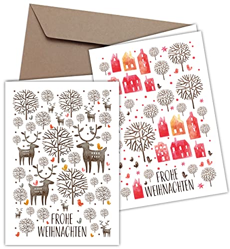 20x Weihnachtskarten & Umschläge I Motiv: Winterlandschaft Aquarell I Premium Klappkarten B6 I privat & geschäftlich von CherryCards