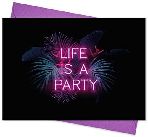 CherryCards FRUITPRINTS I 8er Set Einladungskarten & Umschläge I Format A6 I Motiv Life is a Party I Einladung Erwachsene Teenager Kinder Unisex von CherryCards