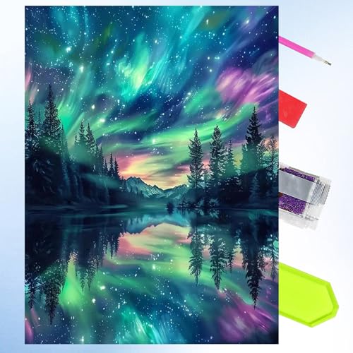 Cheukka Diamond Painting Set,Aurora 5D Diamant Painting Bilder,Aurora Diamond Painting Kits,DIY Mosaikherstellung Diamond Art Kits Diamant Malerei Set für Erwachsene Kinder,Haus Wanddeko 30x40cm von Cheukka