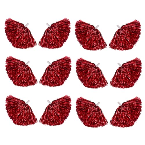 12PCS Cheerleading Pom Poms, Metallfolie Kunststoff Pom Poms Mit Baton Griff, Cheer Pom Poms Für Team Spirit Sport Party Cheering Tanzen Party (Lila,Groß) von CheungYee