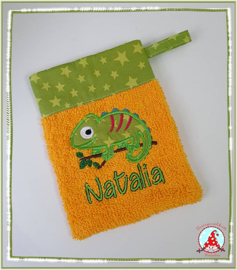 Waschlappen Mit Namen & Wunschmotiv Waschhandschuh Baby/Kind von CheyennenShop