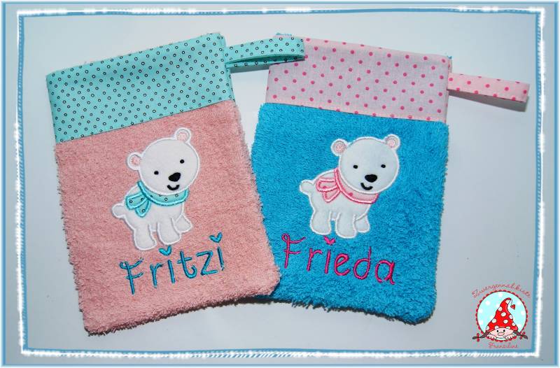 Waschlappen Mit Namen & Wunschmotiv Waschhandschuhn Für Baby Kinder Washcloth von CheyennenShop