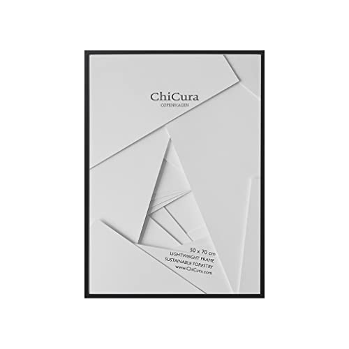 ChiCura Bilderrahmen 50x70 Schwarz Holz und Glas (Hartholz) | Schwarze Holzbilderrahmen 50x70 Poster Plakat Foto Wand Hängen | Fotorahmen für Kinderzeichnungen Puzzle | Photo Frames for Wall von ChiCura