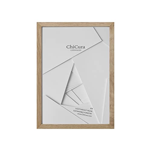 ChiCura Bilderrahmen A4 Holz und Akrylglas (Eiche) | Eleganter Bilder Rahmen 21x30 cm Poster Plakat Foto Wand Hängen | Fotorahmen für Kinderzeichnungen Puzzle Collage Kunst | Photo Frames for Wall von ChiCura