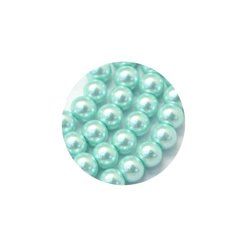 100x Glasperlen 8mm Glänzend Metallic Perlen Set Beads Glas Mix Schmuck Basteln (Aquamarin) von Chiaras's Engelshop