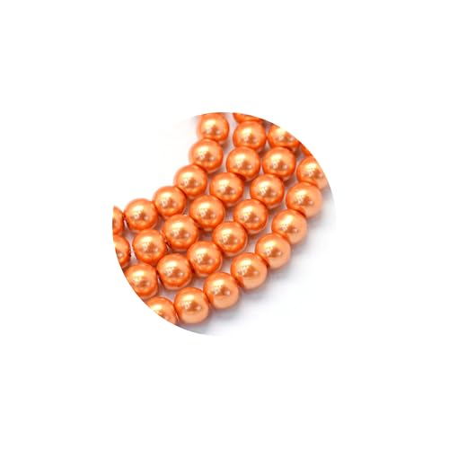 100x Glasperlen 8mm Glänzend Metallic Perlen Set Beads Glas Mix Schmuck Basteln (Dunkel Orange) von Chiaras's Engelshop