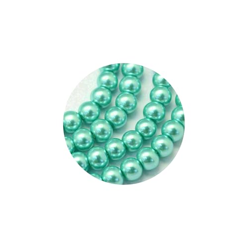 100x Glasperlen 8mm Glänzend Metallic Perlen Set Beads Glas Mix Schmuck Basteln (Hellblau) von Chiaras's Engelshop